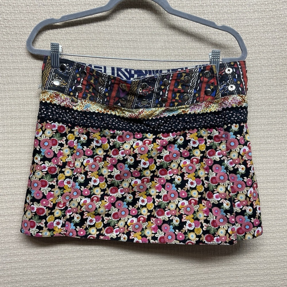 NEW Reversible Floral Wrap Skirt Boho Hippie Festival Grunge Mini Skirt One Size
